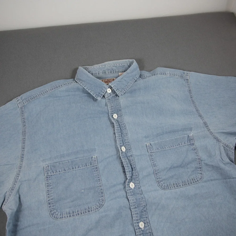 Vintage Big Mac Workwear Chambray 2 Pocket Short Sleeve Men Shirt L